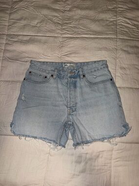 Zara Light Blue Distressed Denim Cutoff Shorts